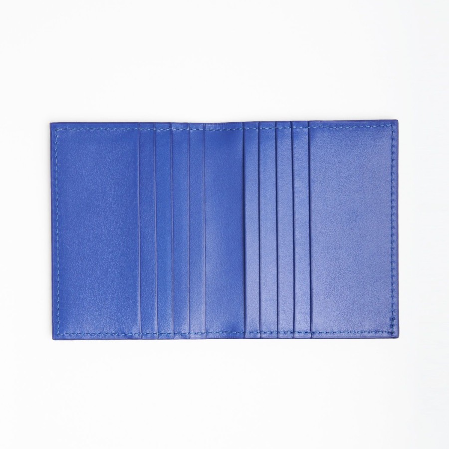 Online E.Marinella Bluette Smooth Leather Folding Card Holder - 10 Compartments