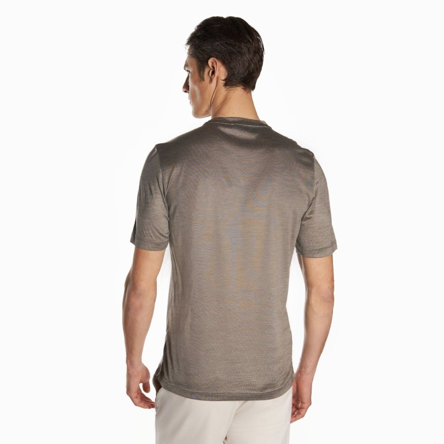 New E.Marinella Grey Silk T-Shirt