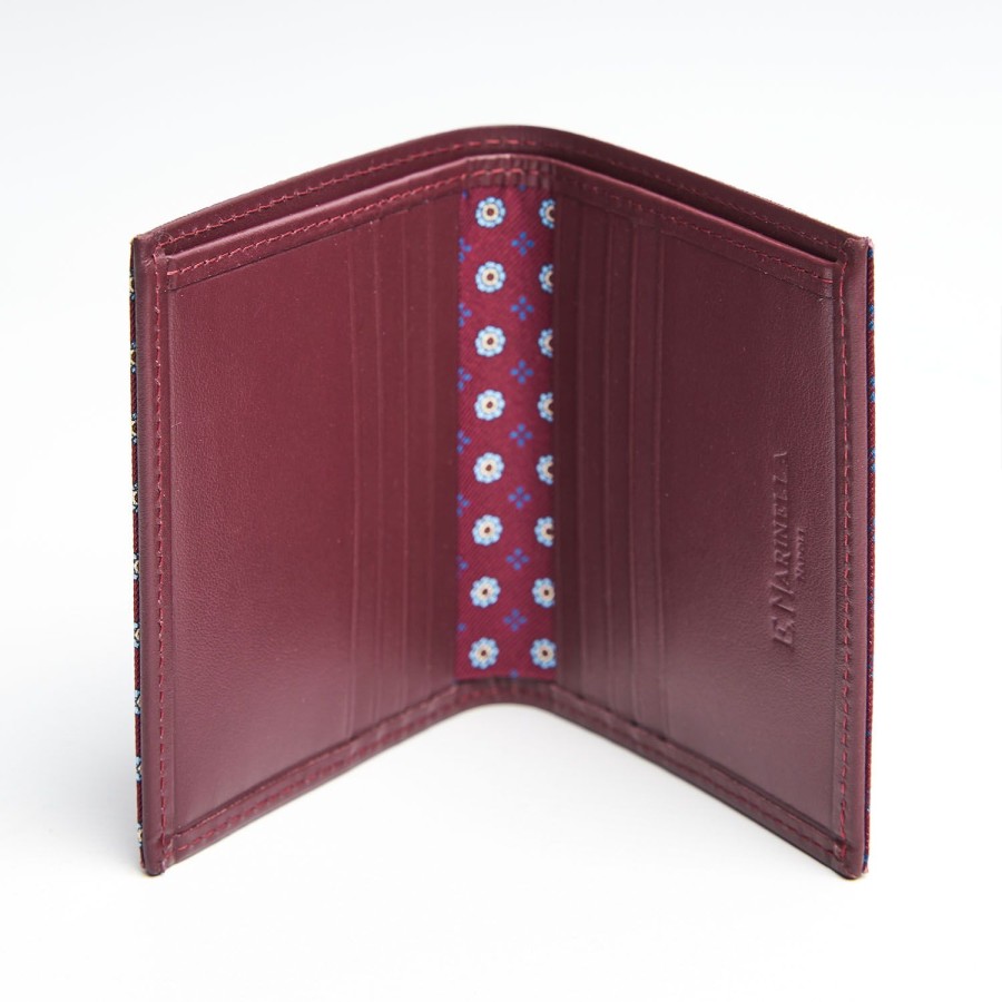 Wholesale E.Marinella Burgundy Small Wallet In Silk And Leather