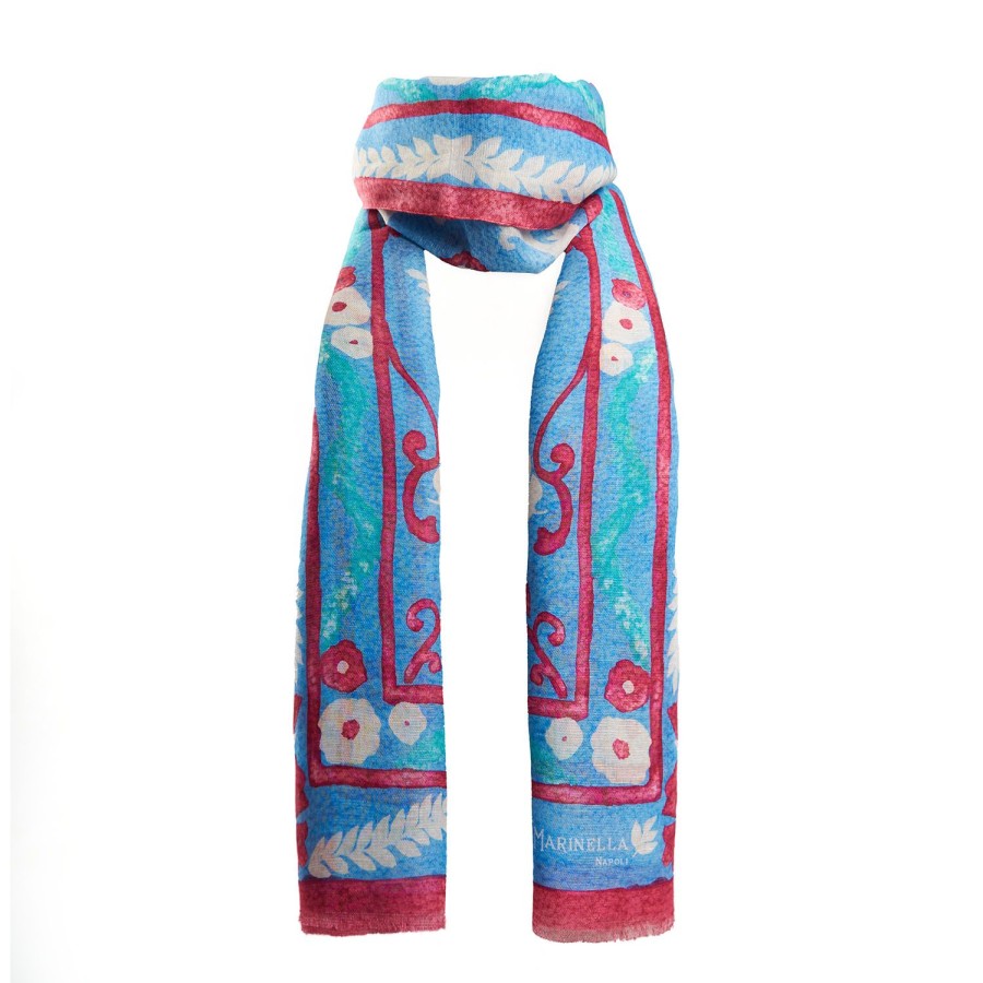 Clearance E.Marinella Blue Cotton And Linen Scarf - Summer Vibes