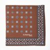 Wholesale E.Marinella Dark Brown Hand-Printed Silk Pocket Square Large Flower Pattern