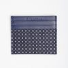 New E.Marinella Dark Blue Silk And Leather Credit Card Holder 5 Compartments