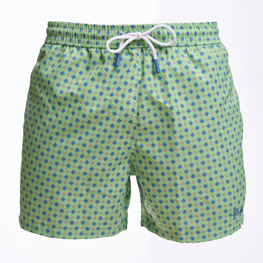 Clearance E.Marinella Light Green Swim Short - Small Flower Pattern