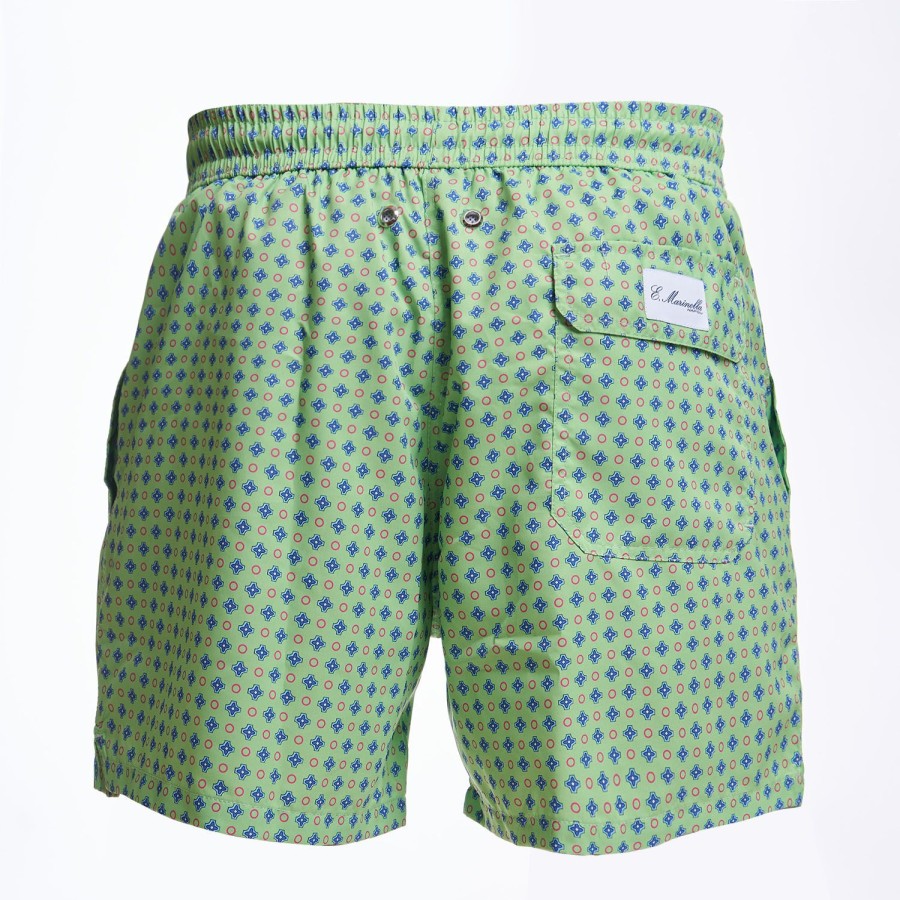 Clearance E.Marinella Light Green Swim Short - Small Flower Pattern