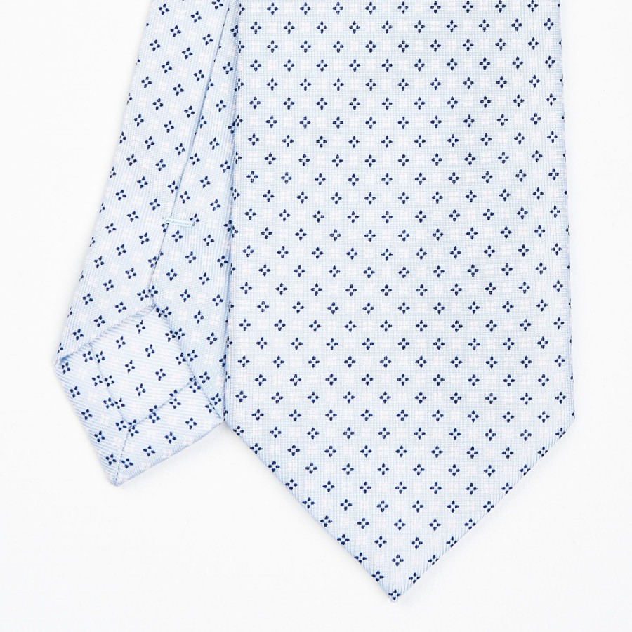 Online E.Marinella Light Blue Sartorial Classic Silk Tie - Small Flower Designs