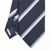 New E.Marinella Dark Blue Sartorial Striped Silk Tie