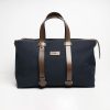 Wholesale E.Marinella Dark Blue Canvas Weekend Bag With Leather Trim