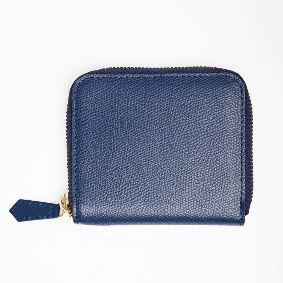 Clearance E.Marinella Small Dark Blue Hammered Leather Wallet