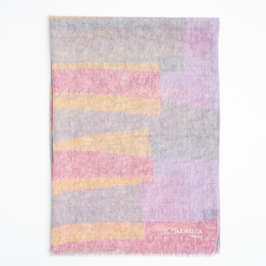 Online E.Marinella Pink And Gray Wool Stole