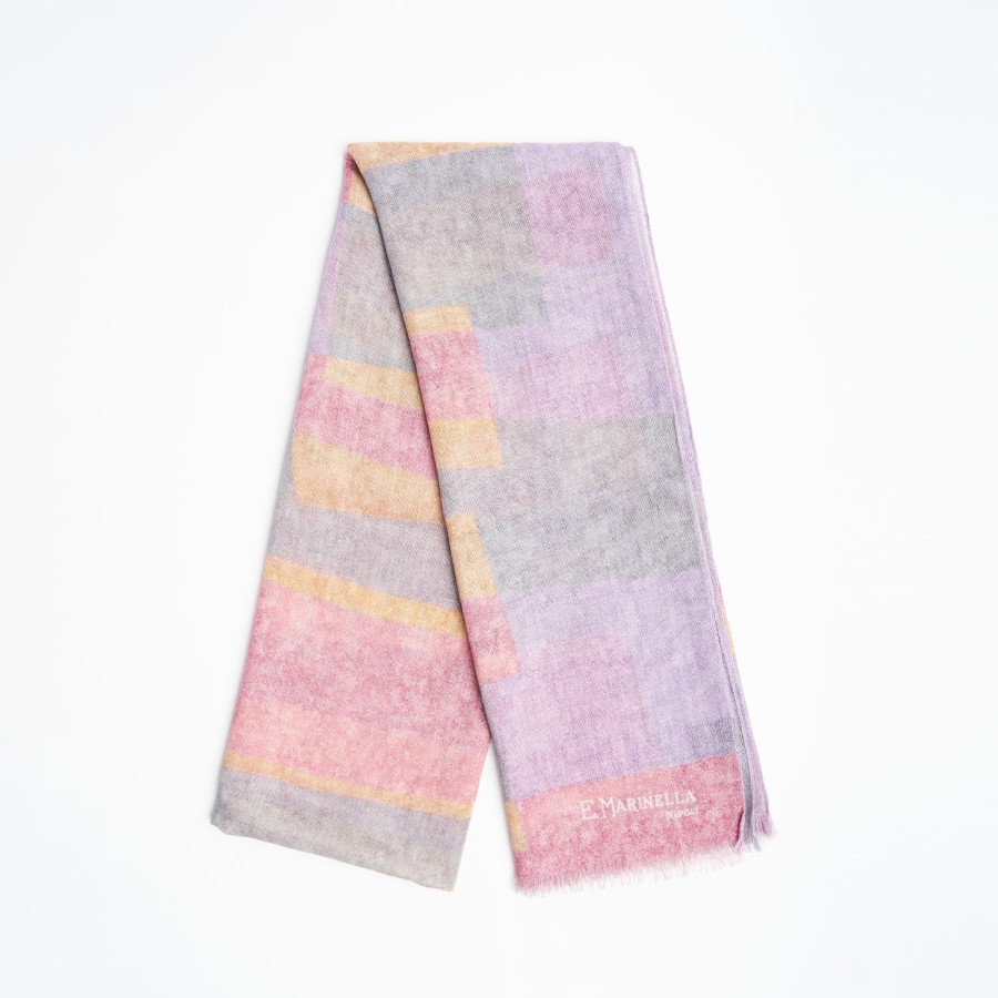 Online E.Marinella Pink And Gray Wool Stole