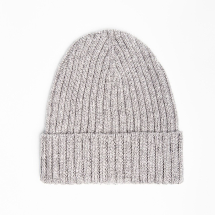 Best E.Marinella Gray Cashmere Ribbed Beanie