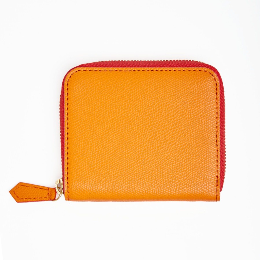 Online E.Marinella Small Orange Hammered Leather Wallet