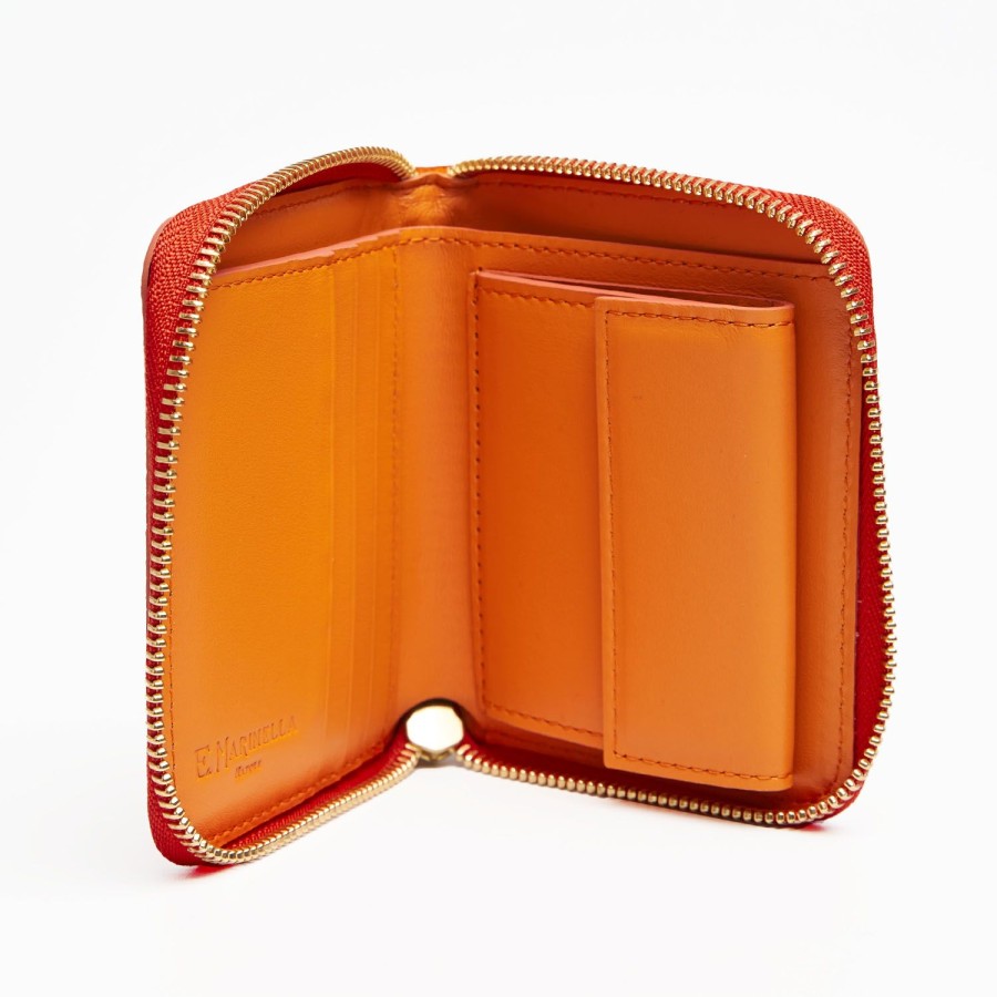 Online E.Marinella Small Orange Hammered Leather Wallet