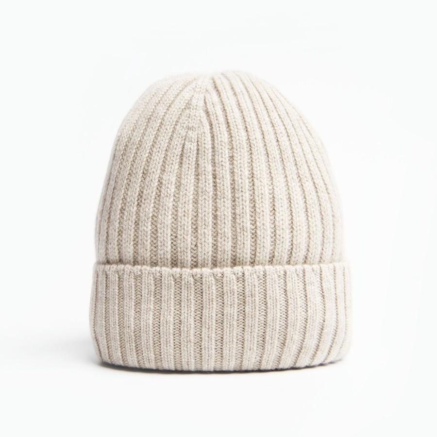 Best E.Marinella Beige Cashmere Ribbed Beanie