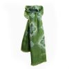 Clearance E.Marinella Olive Green Cotton And Linen Scarf - Light Blue Macro Flowers