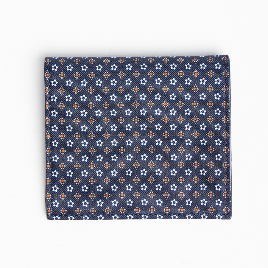 Online E.Marinella Dark Blue Small Wallet In Silk And Leather