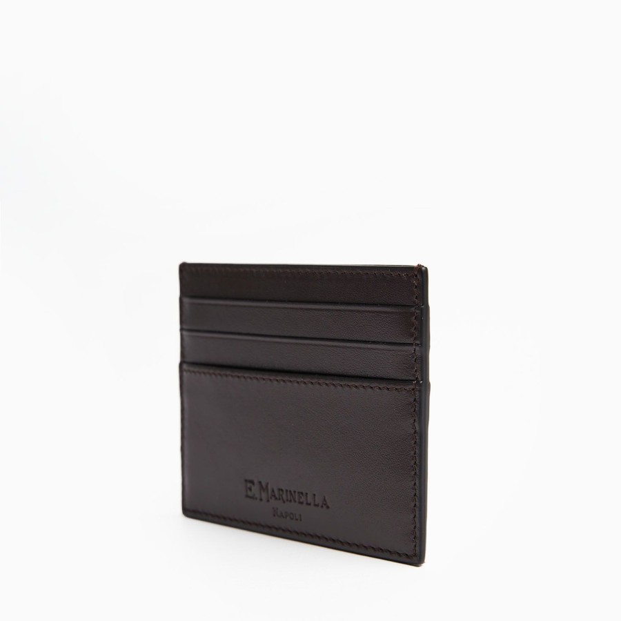 Online E.Marinella Dark Brown Leather Credit Card Holder - 7 Compartments