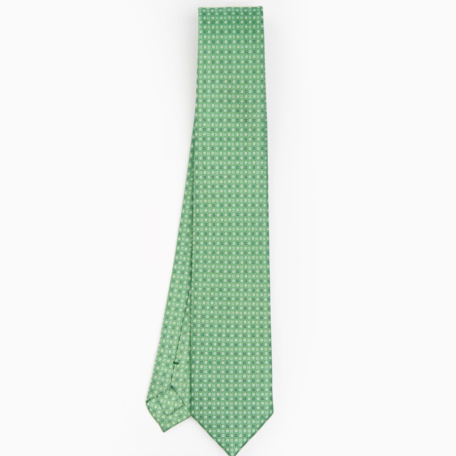 Best E.Marinella Green Sartorial 7 Cm Silk Tie - Small Flower Pattern