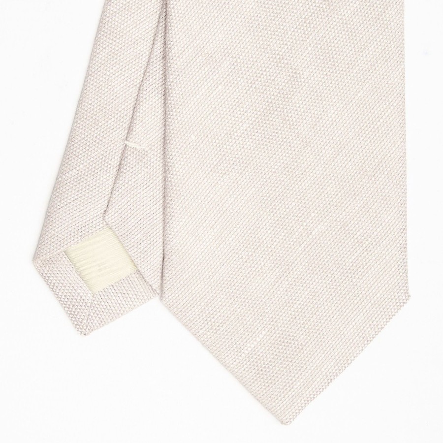 Best E.Marinella Beige Sartorial Linen Tie Solid Color