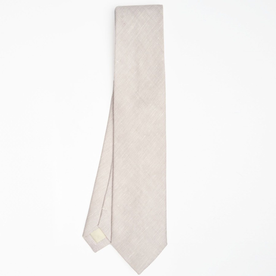 Best E.Marinella Beige Sartorial Linen Tie Solid Color