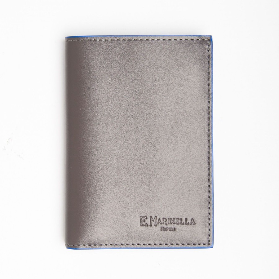 New E.Marinella Dark Grey Leather Vertical Wallet