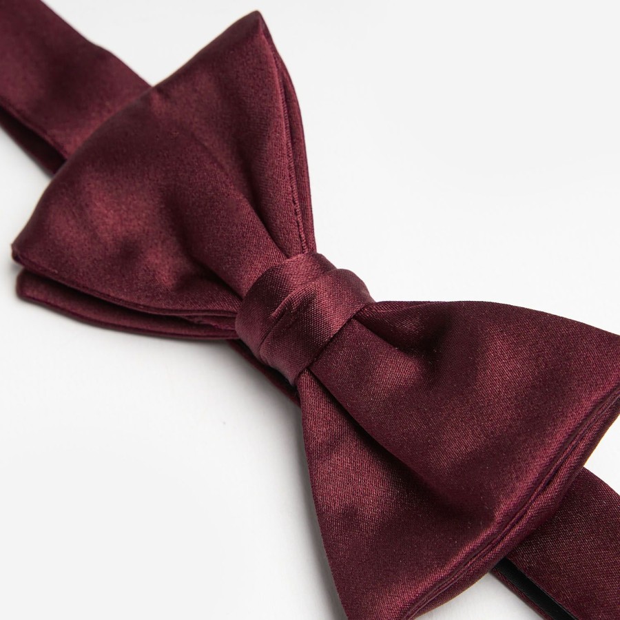 Hot E.Marinella Burgundy Pre-Knotted Silk Satin Bowtie - Solid Color