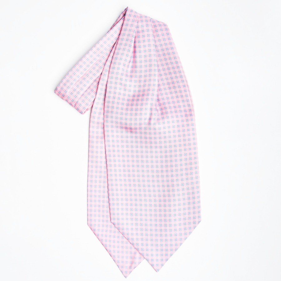 Clearance E.Marinella Pink Silk Ascot Tie - Small Flower Designs