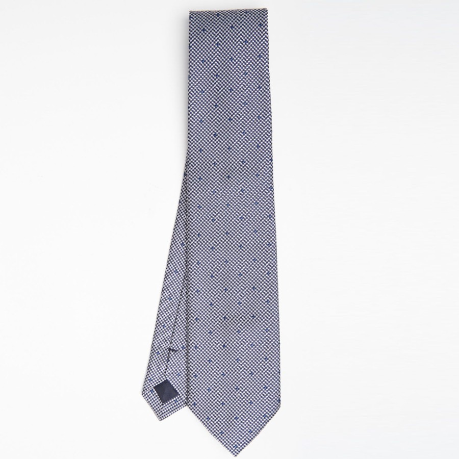 Wholesale E.Marinella Blue Ceremonial Jacquard Silk Tie Polka Dot Pattern