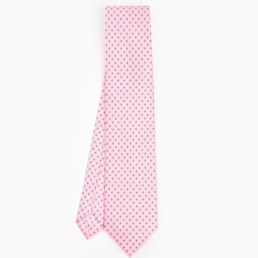 New E.Marinella Pink Sartorial Classic Silk Tie - Small Flower Designs