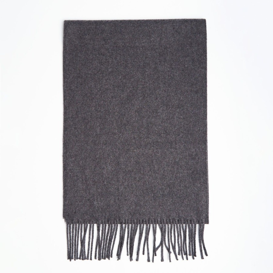 New E.Marinella Grey Solid Wool Scarf