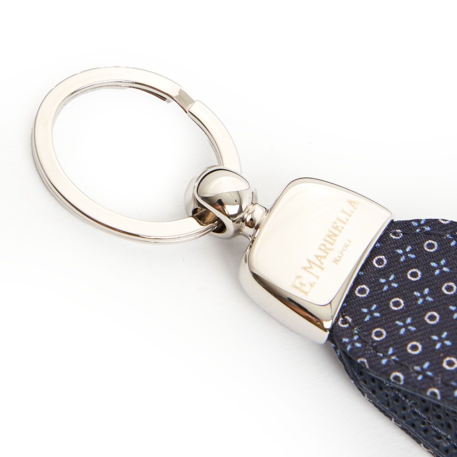 Hot E.Marinella Dark Blue Keyfob In Silk And Leather