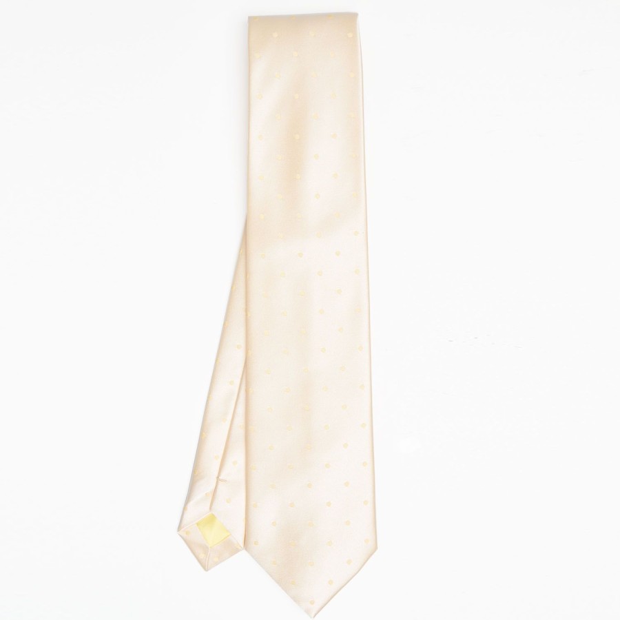 Online E.Marinella Beige Cerimonial Silk Satin Tie Polka Dot Pattern