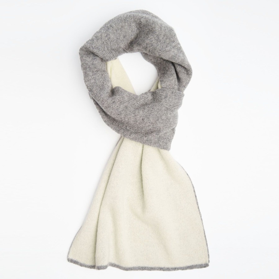 Clearance E.Marinella Gray And White Two-Tone Solid Cashmere Neck Warmer