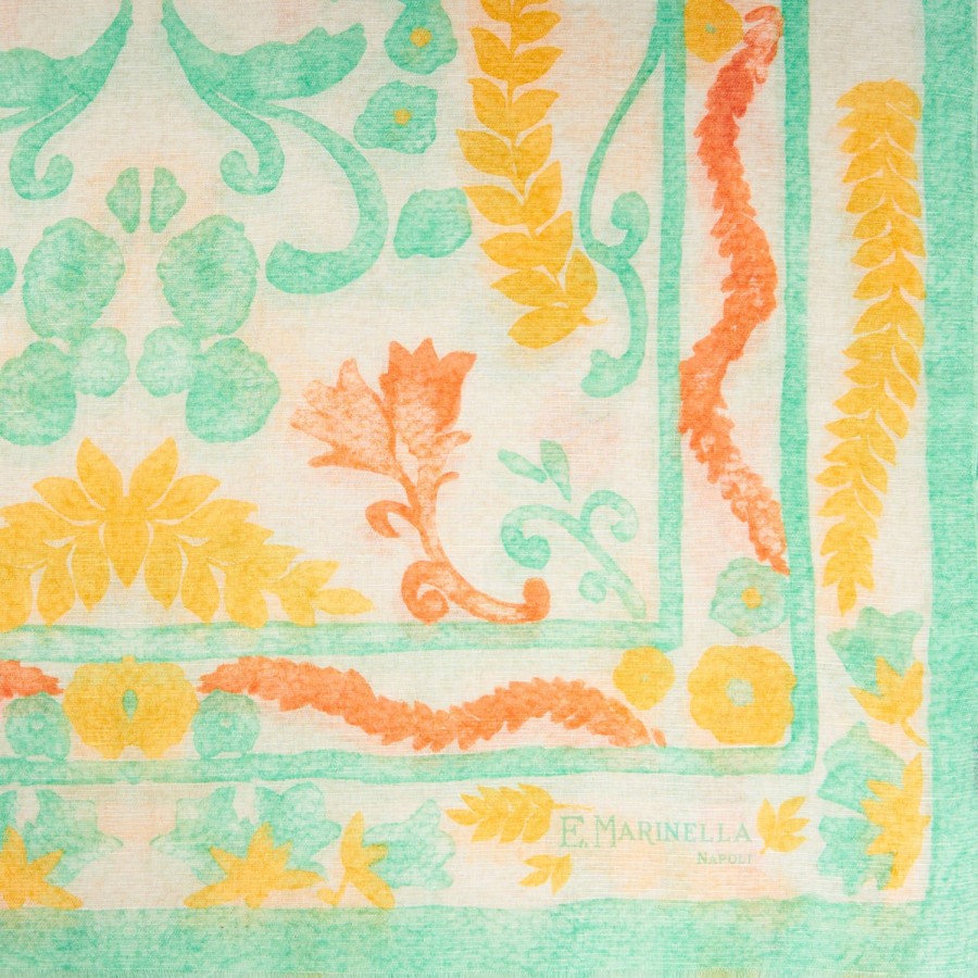 Clearance E.Marinella Light Green Cotton And Linen Scarf