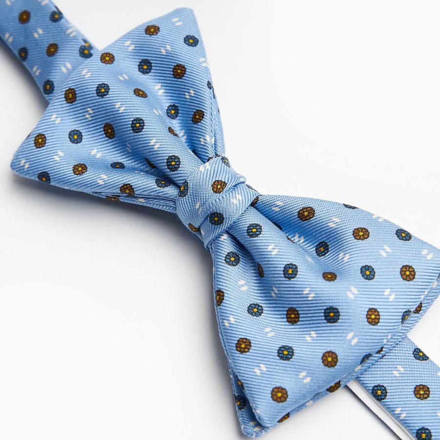 Online E.Marinella Light Blue Pre-Knotted Silk Bowtie - Small Flower Pattern