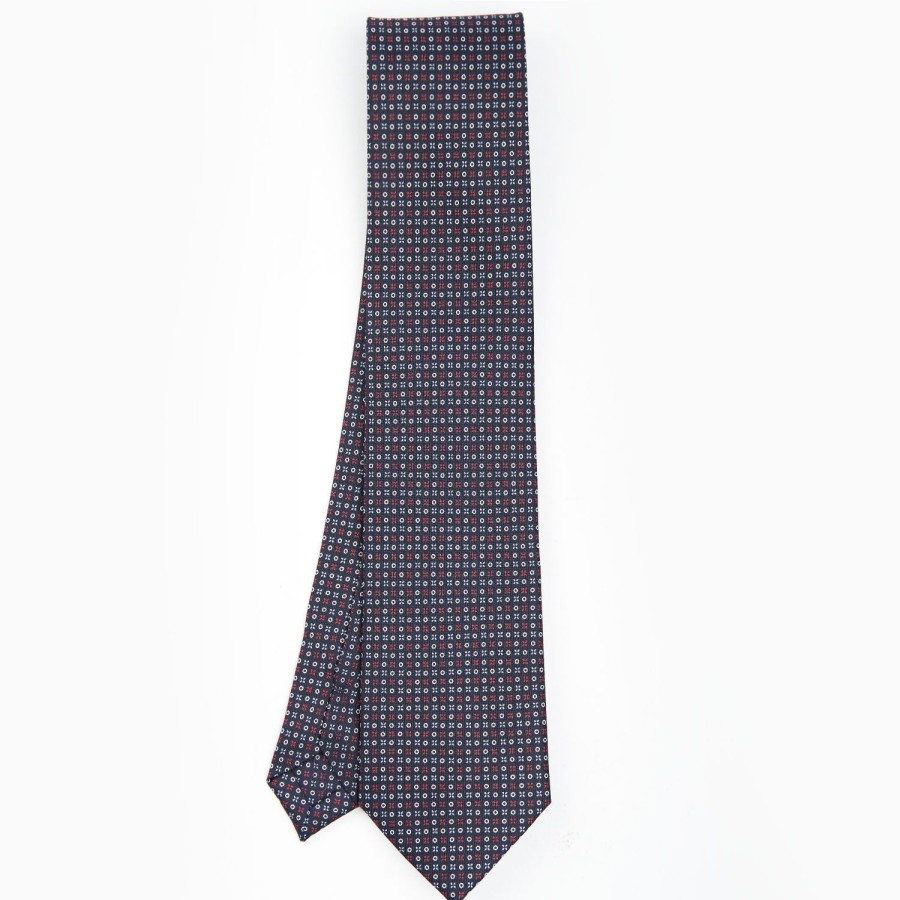 Hot E.Marinella Dark Blue Sartorial Classic Silk Tie - Small Flower Designs