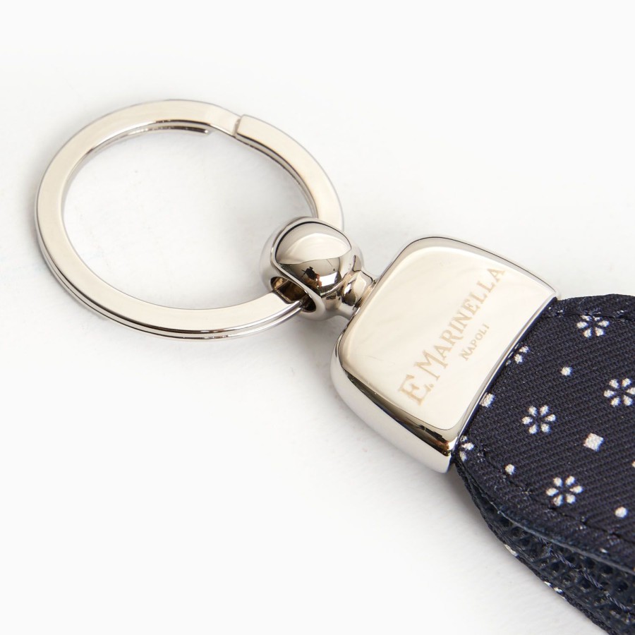 Best E.Marinella Dark Blue Keyfob In Silk And Leather