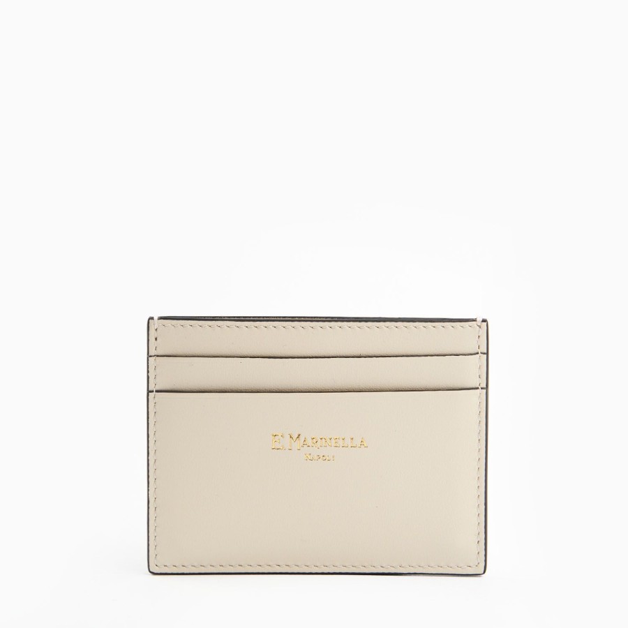 Online E.Marinella White Small Credit Card Holder In Soft Leather