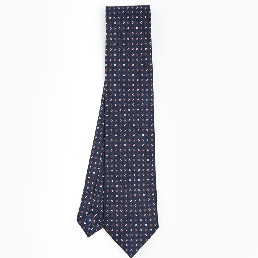 Best E.Marinella Dark Blue Sartorial Classic Silk Tie - Small Flower Designs