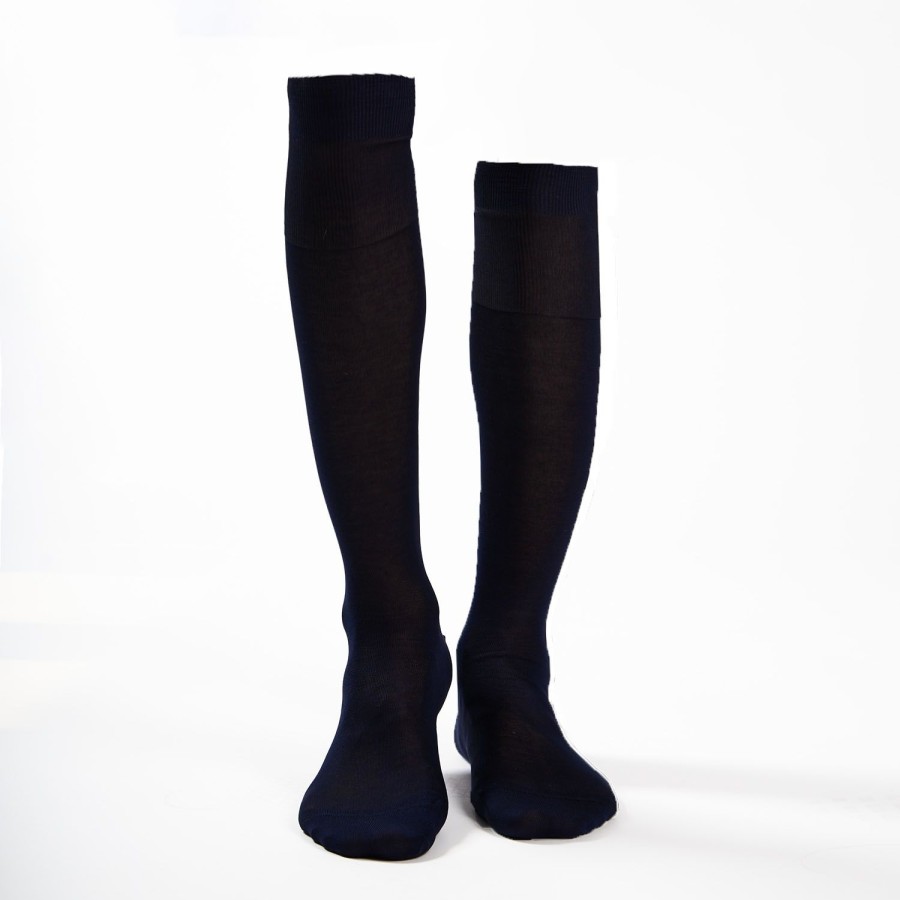 Clearance E.Marinella Blue Long Socks In Sea Island Cotton