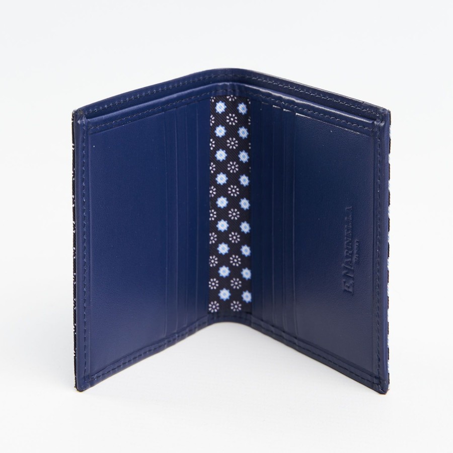 Best E.Marinella Dark Blue Small Wallet In Silk And Leather