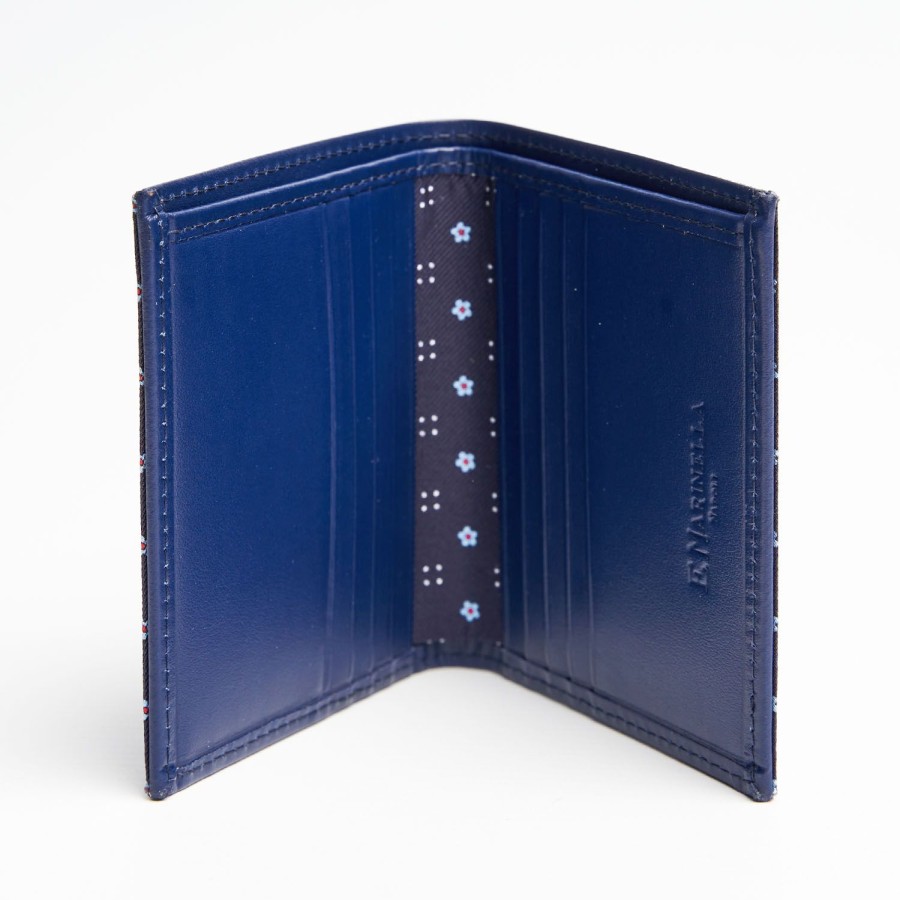 Wholesale E.Marinella Dark Blue Small Wallet In Silk And Leather