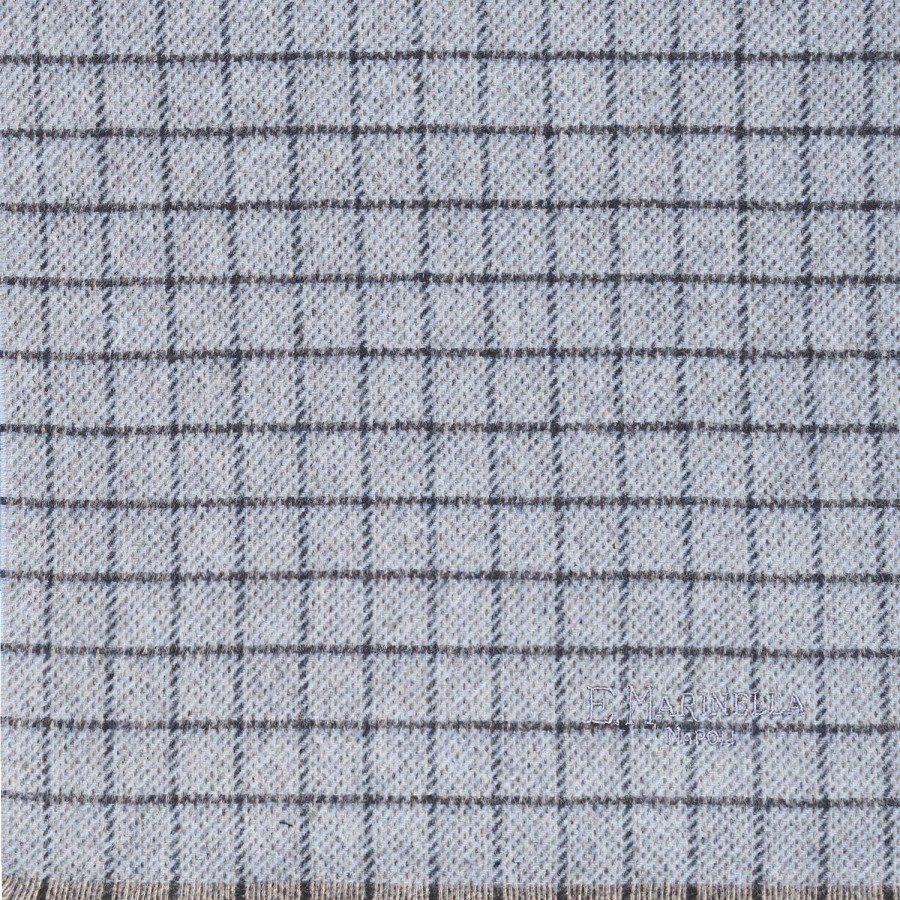 Wholesale E.Marinella Light Blue Cashmere Small-Check Scarf