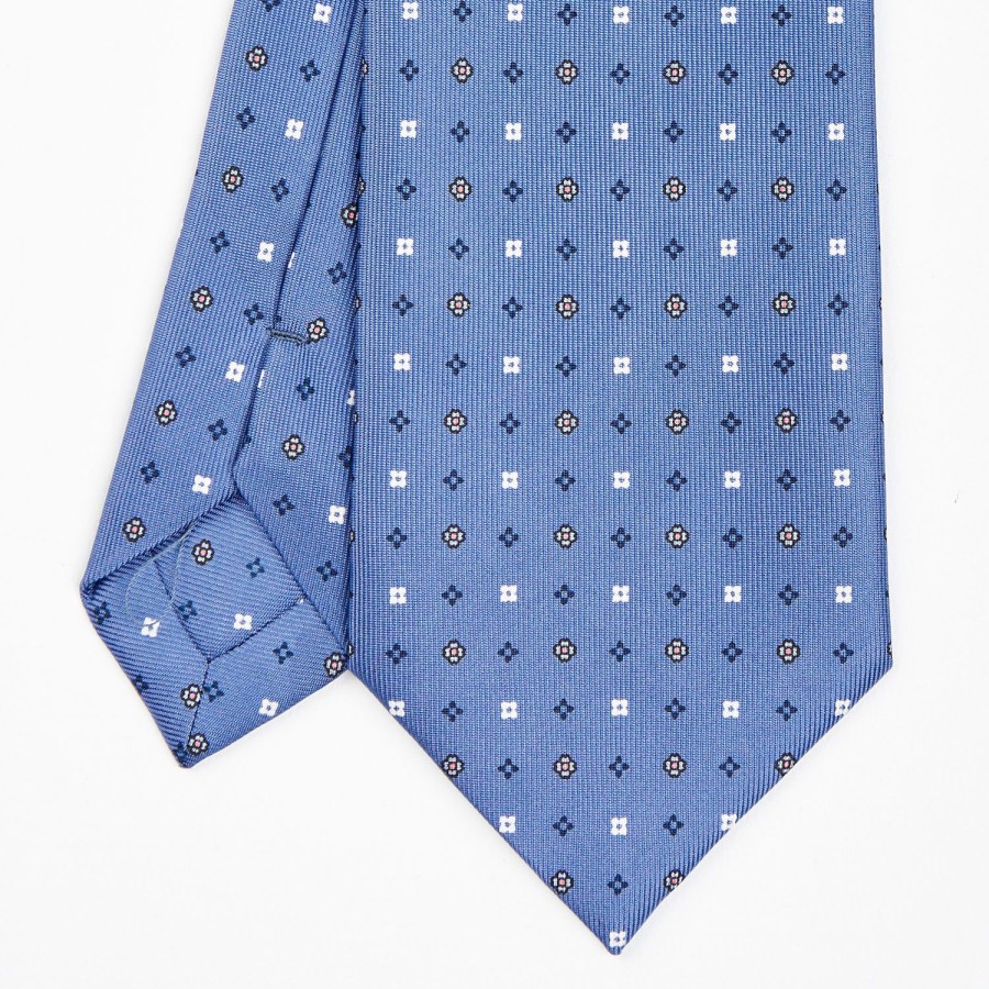 Hot E.Marinella Powder Blue Sartorial Classic Silk Tie - Small Flower Pattern