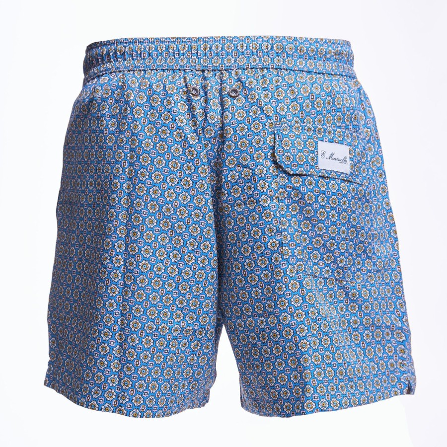 New E.Marinella Powder Blue Swim Short - Large Flower Pattern