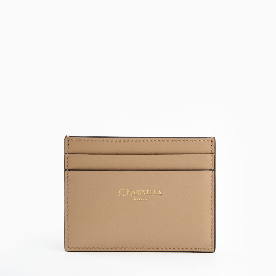 Clearance E.Marinella Beige Small Credit Card Holder In Soft Leather