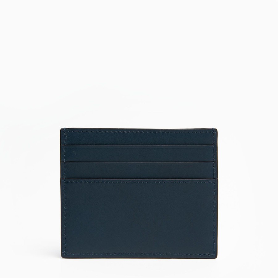 Clearance E.Marinella Midnight Blue Leather Credit Card Holder - 7 Compartments