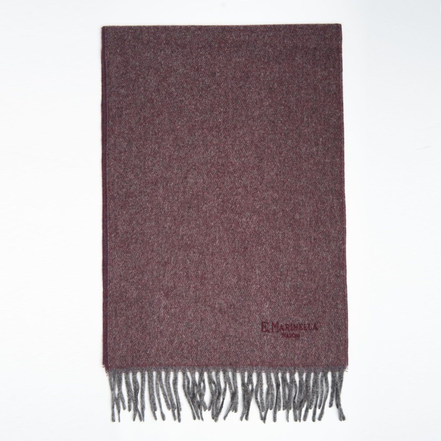 Online E.Marinella Burgundy And Grey Double-Faced Cashmere Scarf