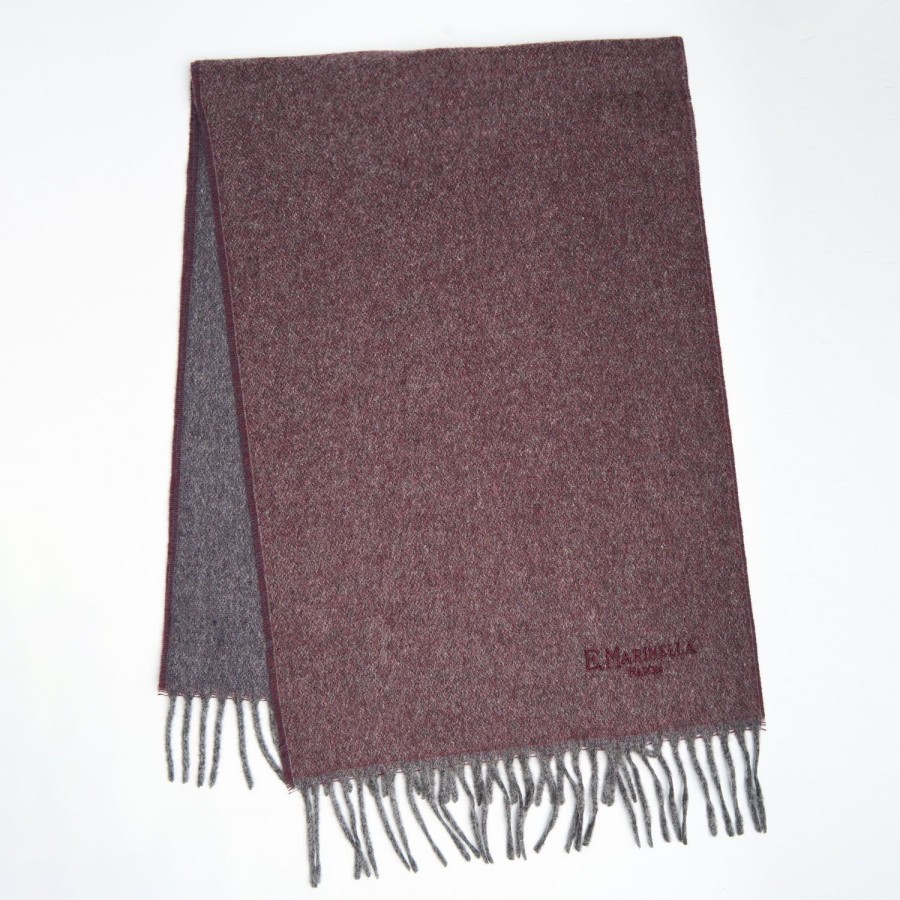 Online E.Marinella Burgundy And Grey Double-Faced Cashmere Scarf