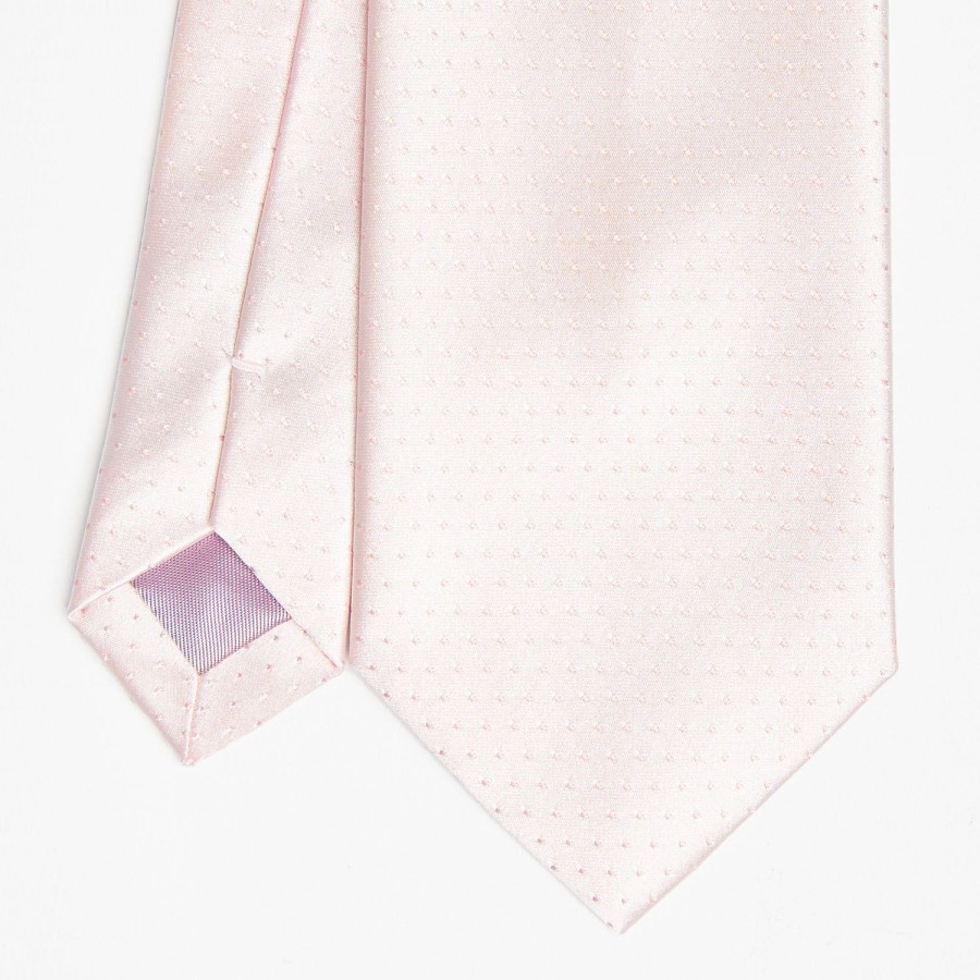 Wholesale E.Marinella Pink Cerimonial Silk Satin Tie Small Polka Dot Pattern